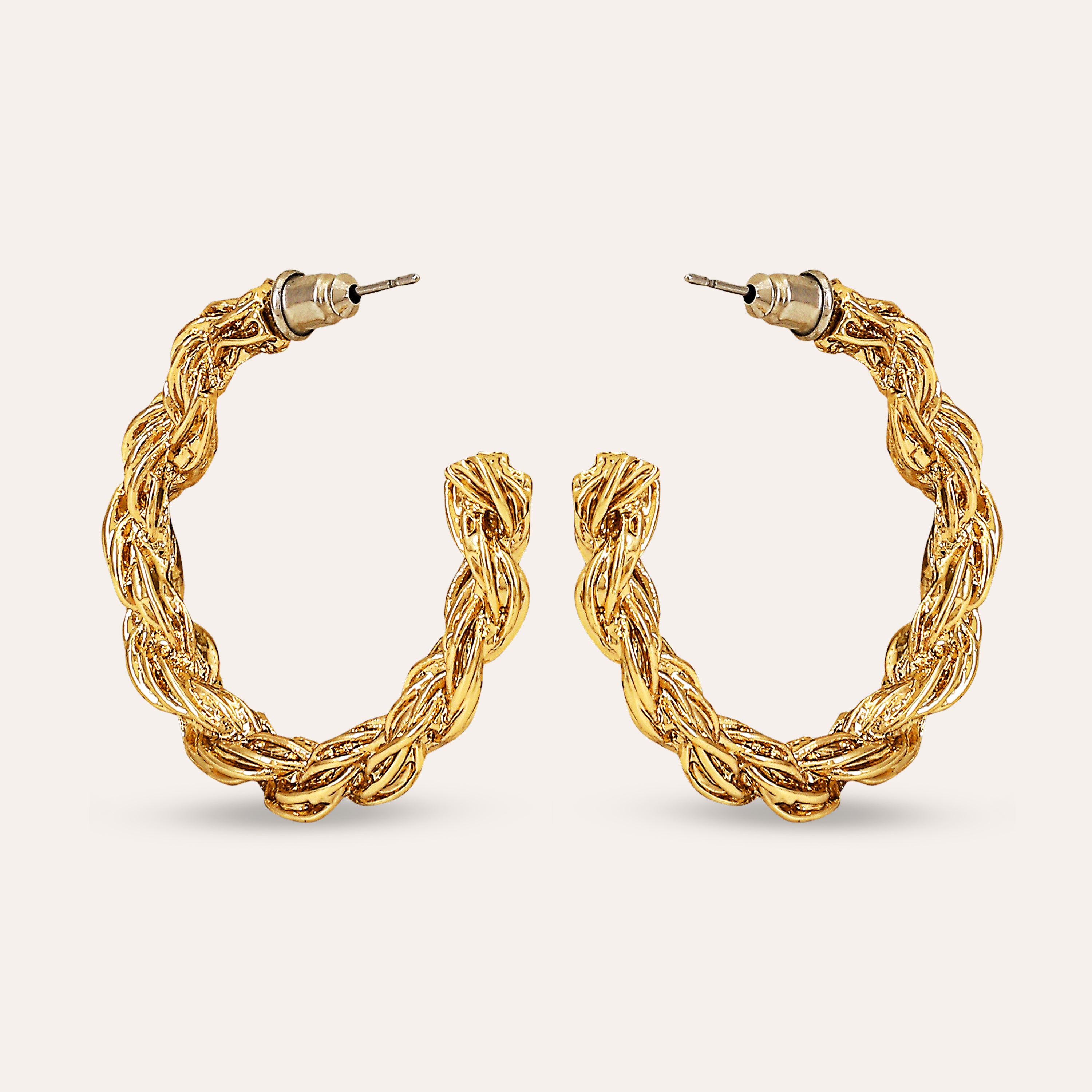 TFC Braided Italian Charm Luxury Hoop Earrings- Discover daily wear gold earrings including stud earrings, hoop earrings, and pearl earrings, perfect as earrings for women and earrings for girls.Find the cheapest fashion jewellery which is anti-tarnis​h only at The Fun company
