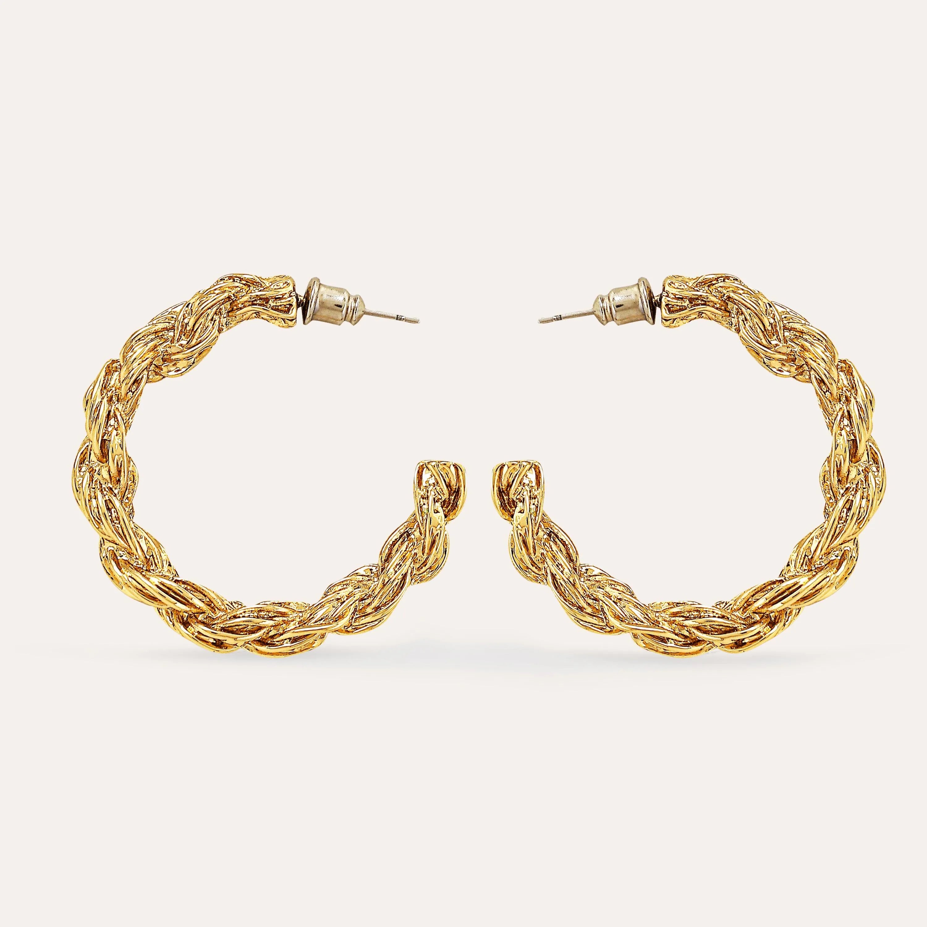 TFC Braided Italian Charm Luxury Hoop Earrings- Discover daily wear gold earrings including stud earrings, hoop earrings, and pearl earrings, perfect as earrings for women and earrings for girls.Find the cheapest fashion jewellery which is anti-tarnis​h only at The Fun company