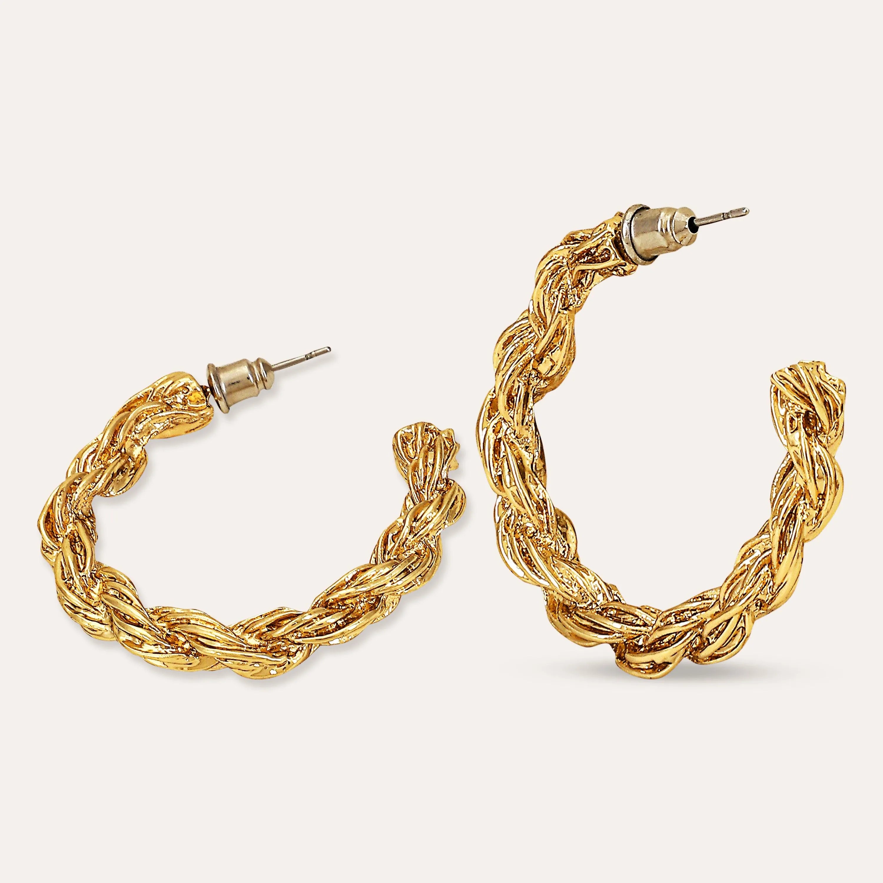 TFC Braided Italian Charm Luxury Hoop Earrings- Discover daily wear gold earrings including stud earrings, hoop earrings, and pearl earrings, perfect as earrings for women and earrings for girls.Find the cheapest fashion jewellery which is anti-tarnis​h only at The Fun company