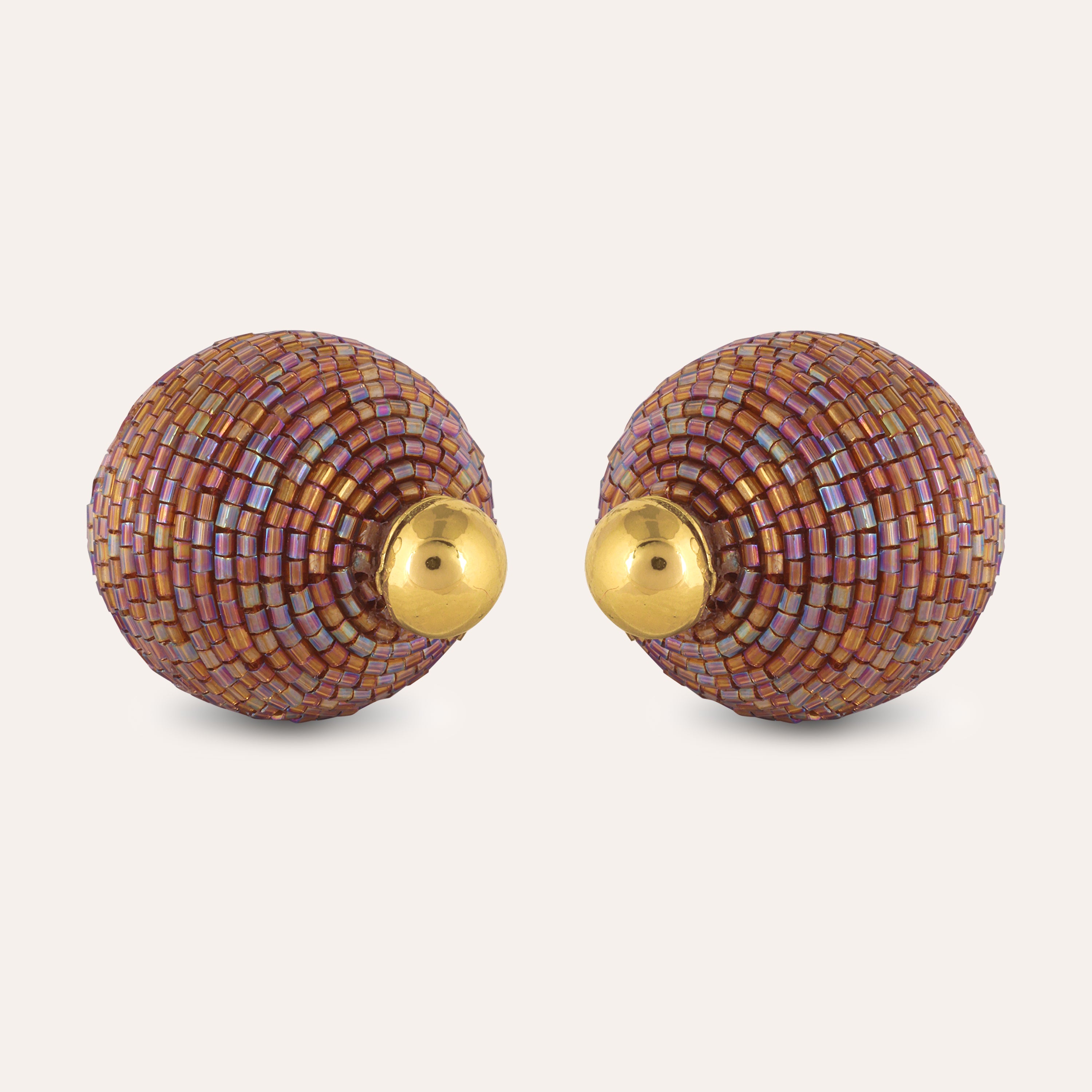 TFC Brown and Gold Cutdana 2 Way Festive Stud Earrings