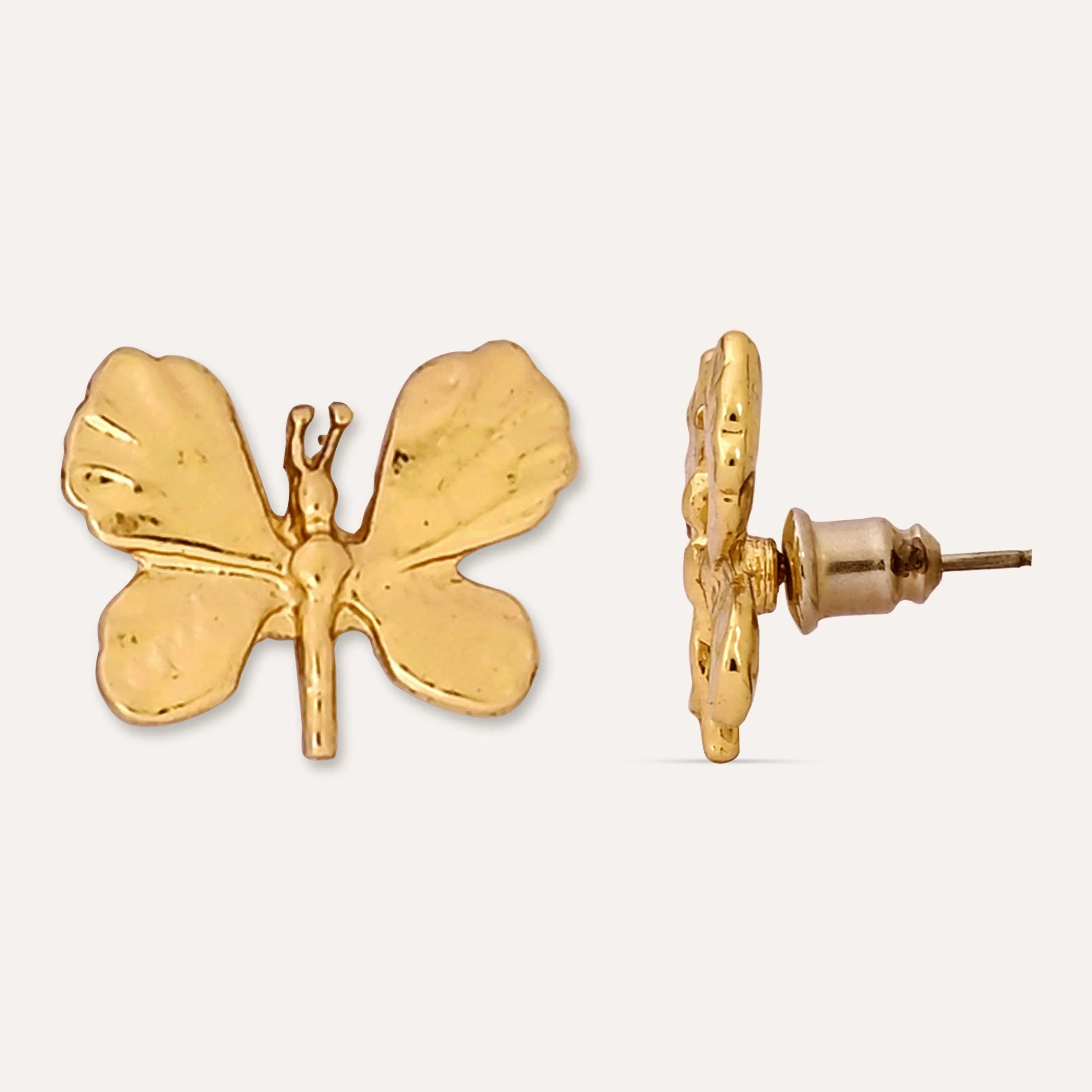 TFC Butterfly Gold Plated Stud Earrings-Discover daily wear gold earrings including stud earrings, hoop earrings, and pearl earrings, perfect as earrings for women and earrings for girls.Find the cheapest fashion jewellery which is anti-tarnis​h only at The Fun company