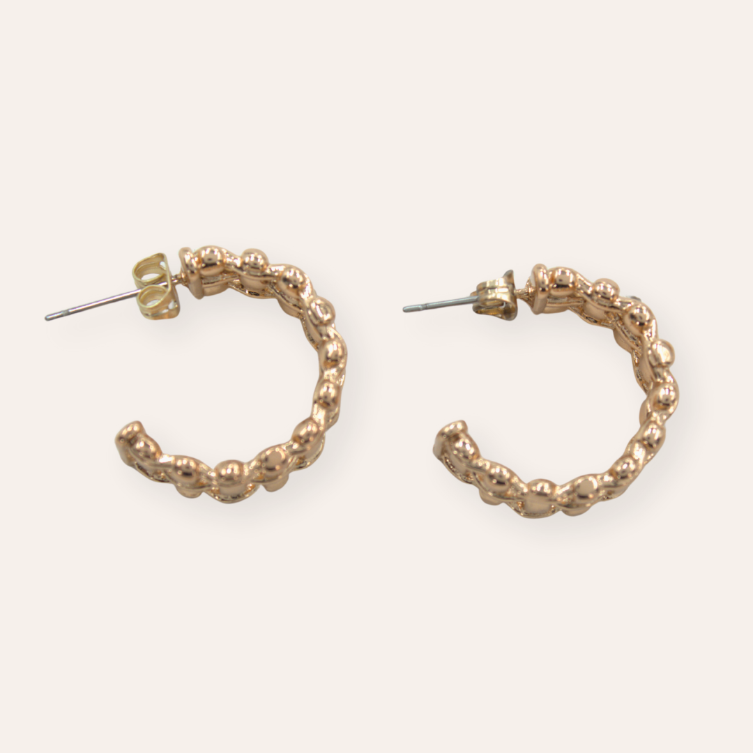 TFC Checkered Gold Plated Hoop Earrings