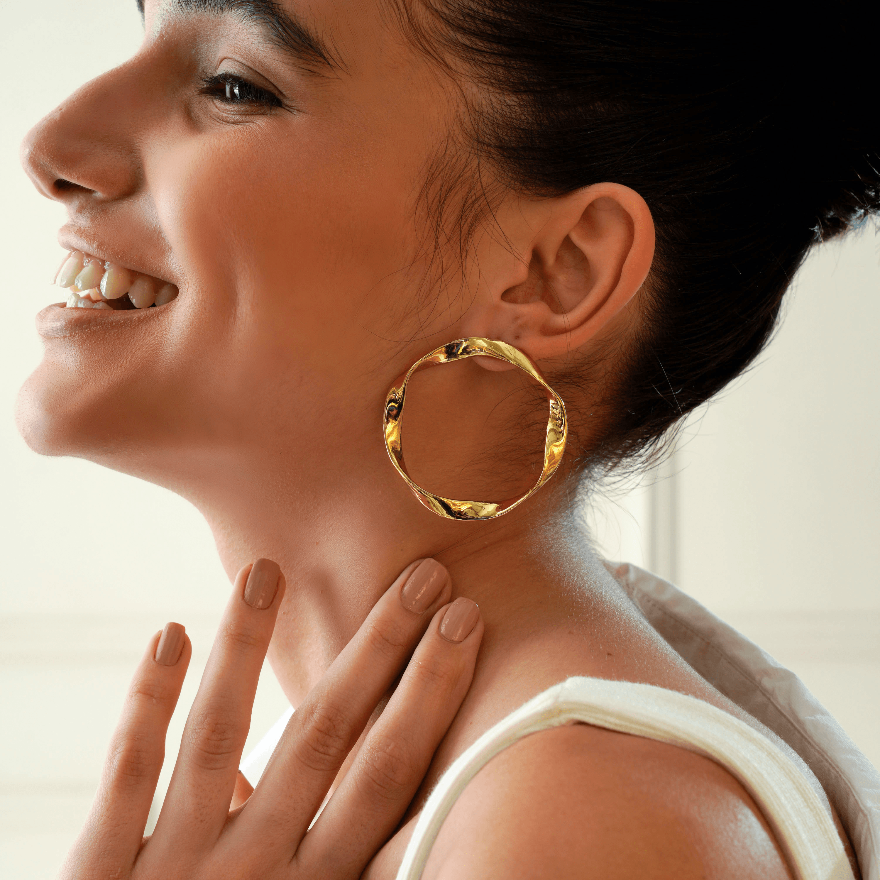 TFC Chunky Gold Plated Statement Hoop Earrings
