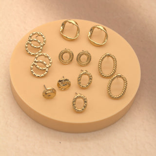 TFC Circles Multi-Earrings Gold Plated Studs Combo Set
