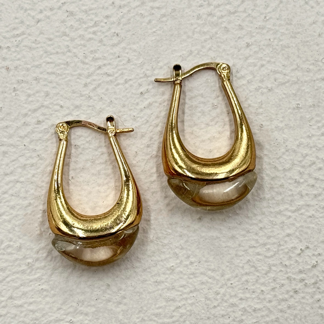 TFC Clear Resin Round Gold Plated Hoop Earrings