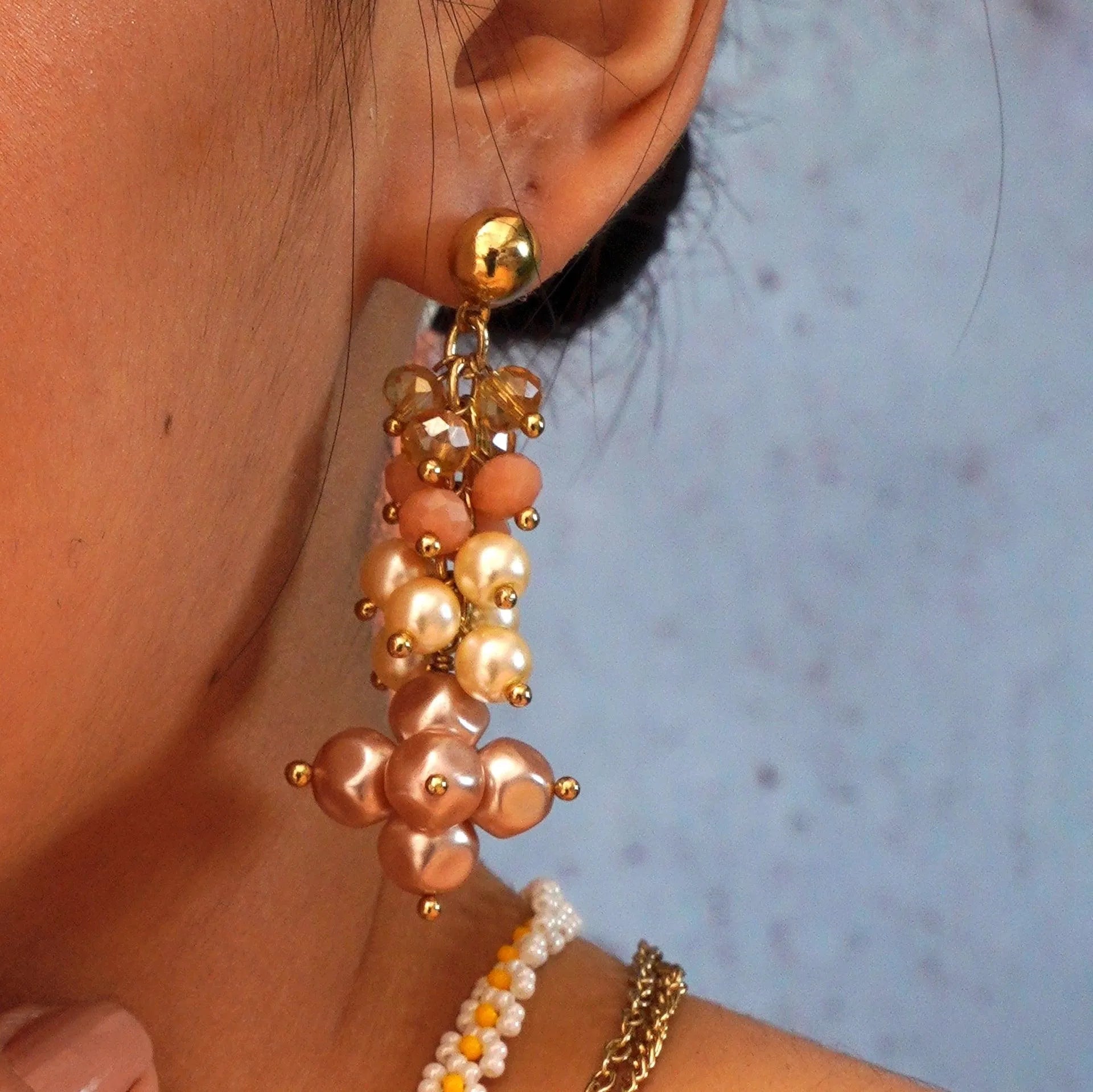 TFC Colorful Pearls Gold Plated Dangler Earrings-Discover daily wear gold earrings including stud earrings, hoop earrings, and pearl earrings, perfect as earrings for women and earrings for girls.Find the cheapest fashion jewellery which is anti-tarnish only at The Fun company