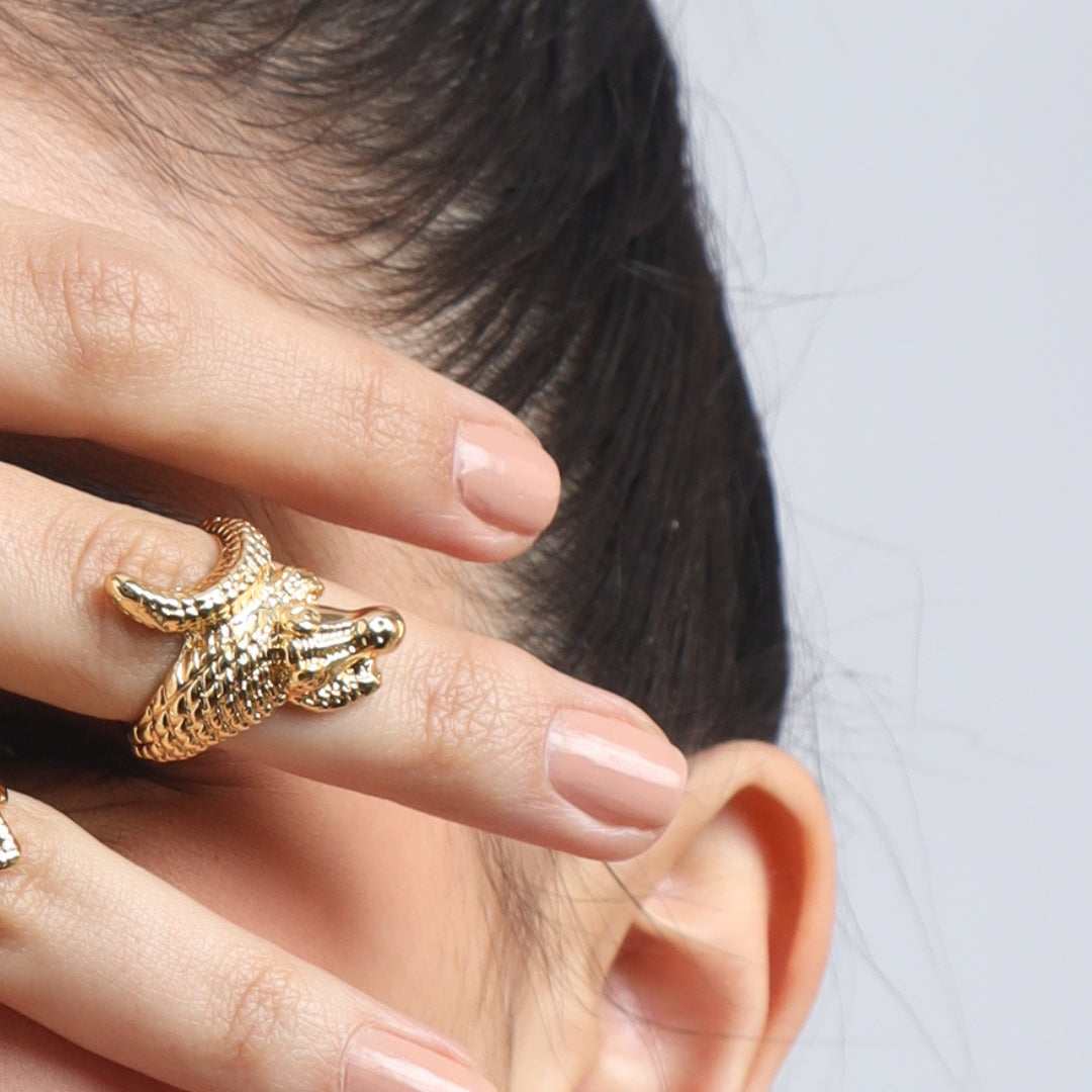 TFC Crocodile Gold Plated Ring