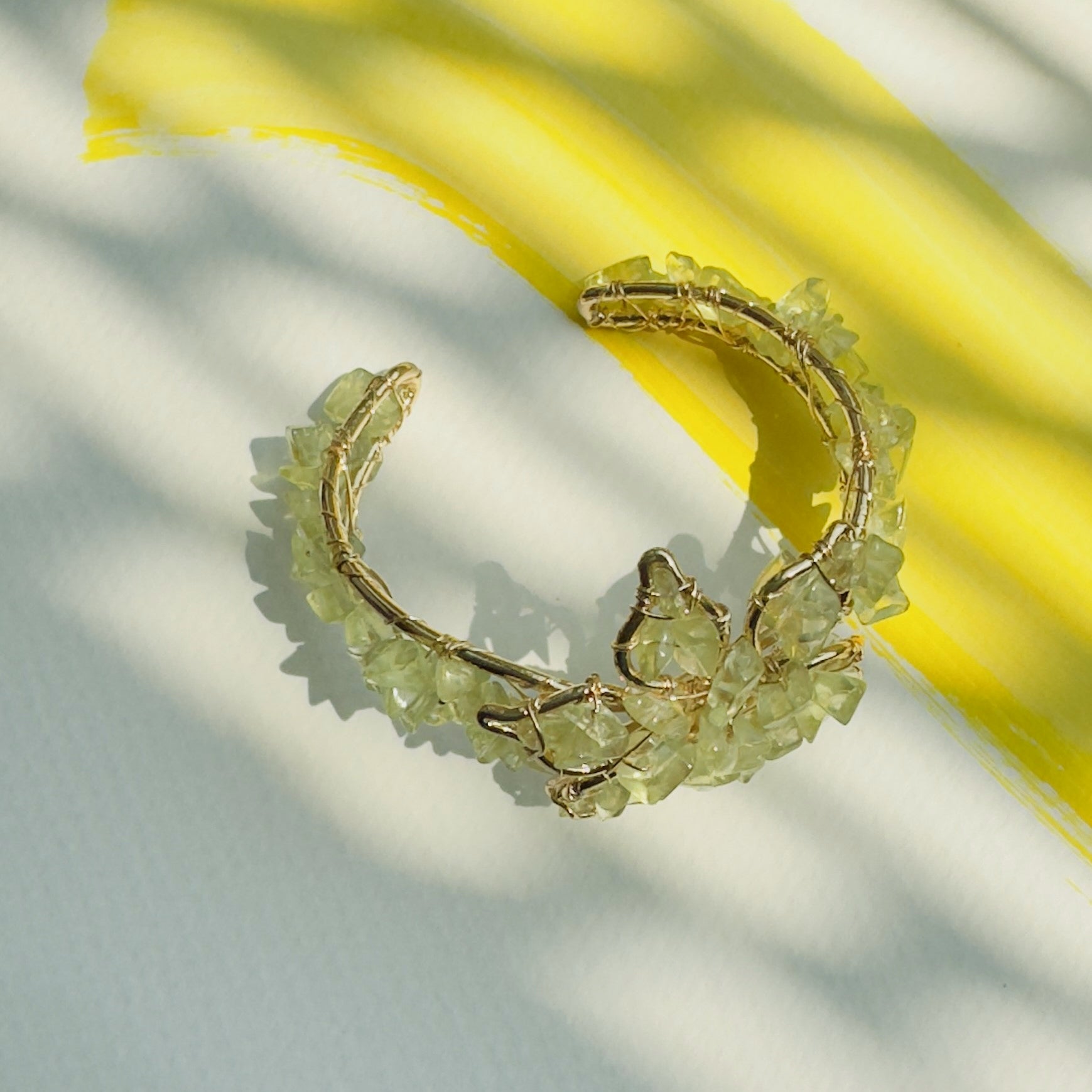 TFC Green Crystal Gold Plated Adjustable Cuff Bracelet