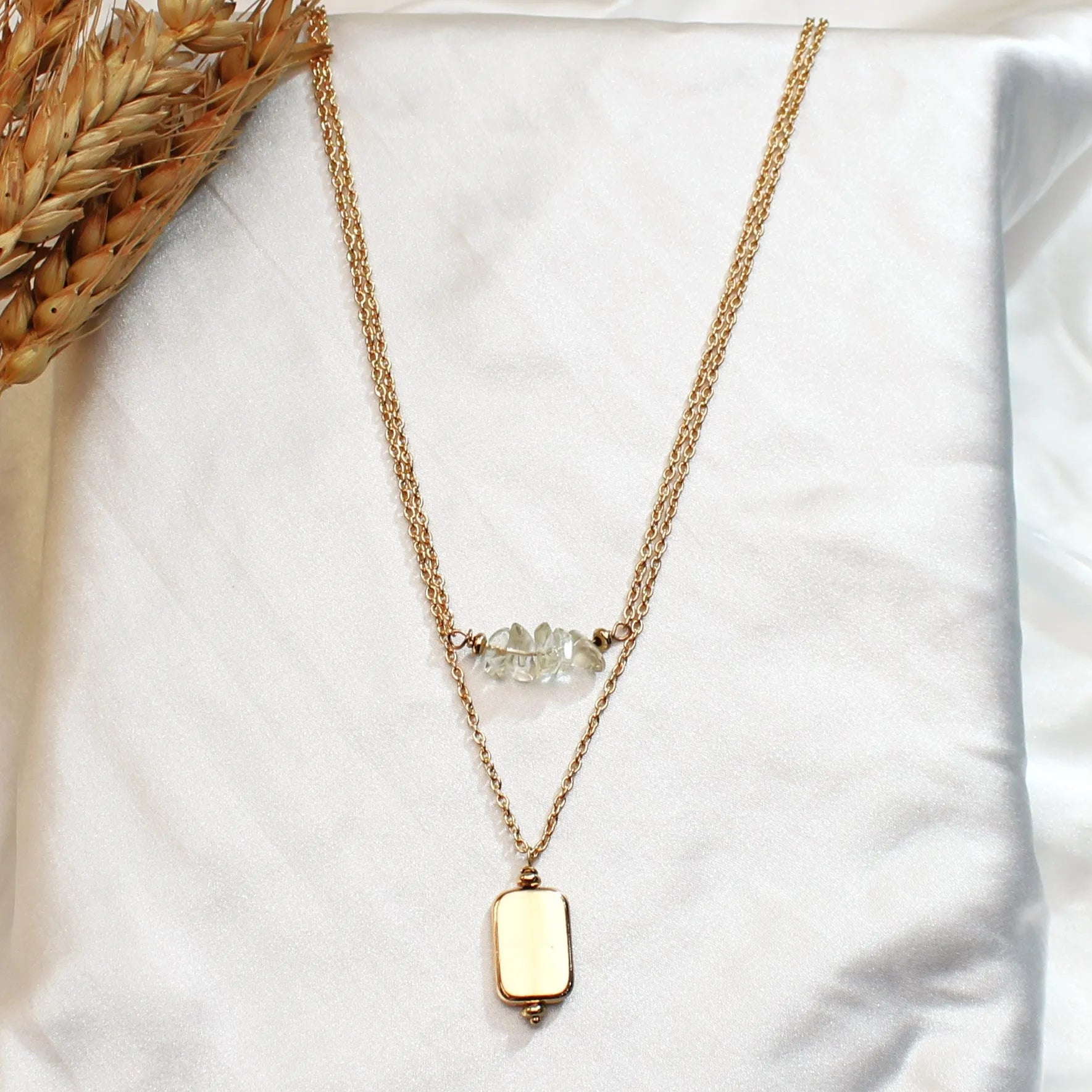 TFC Crystal Uncut Gold Plated Layered Necklace