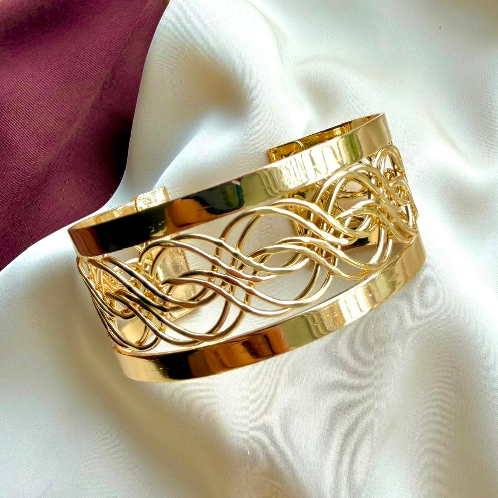TFC Adjustable Multi Twist Gold Plated Bracelet Cuff