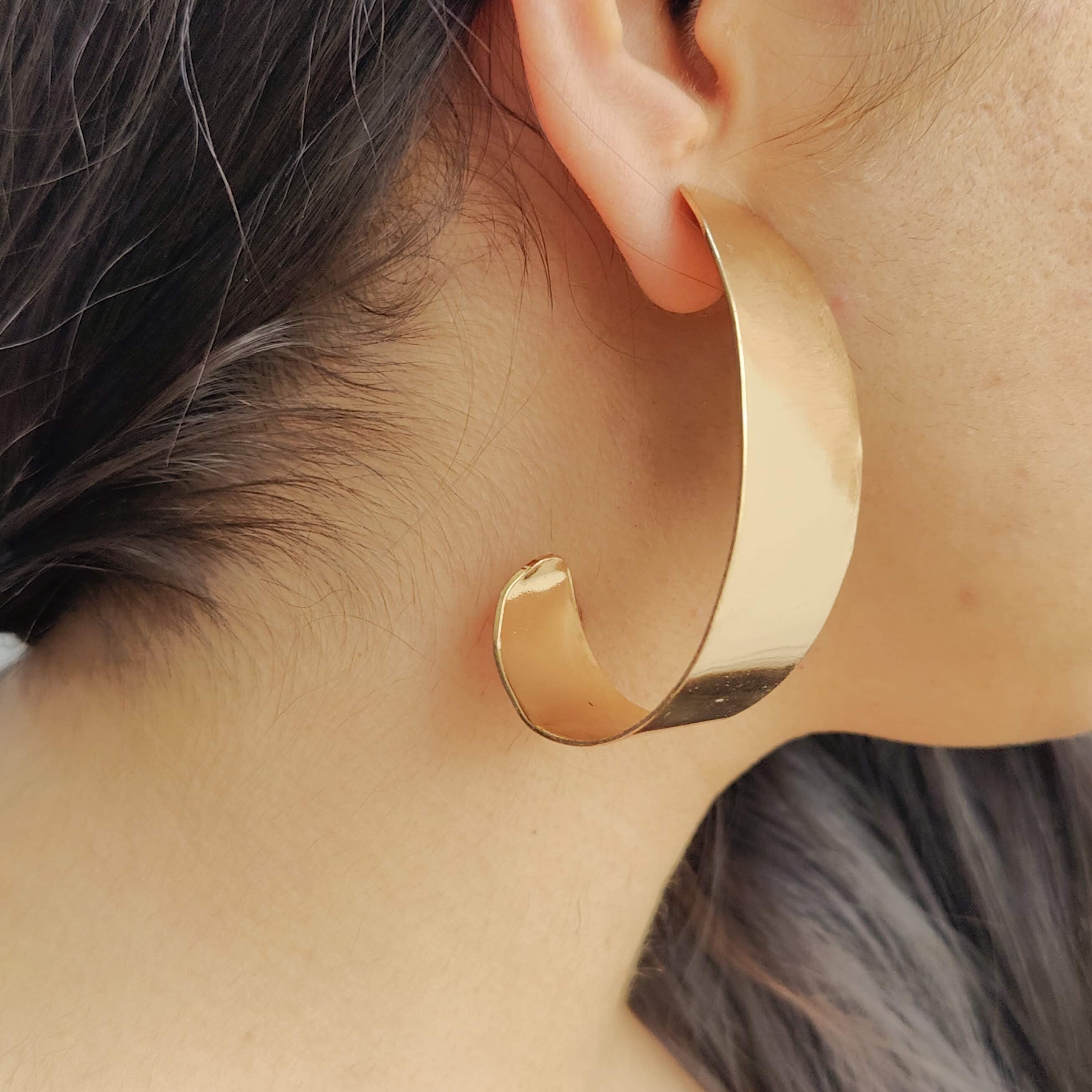 TFC Curvy Fold Gold Plated Dangler Earrings