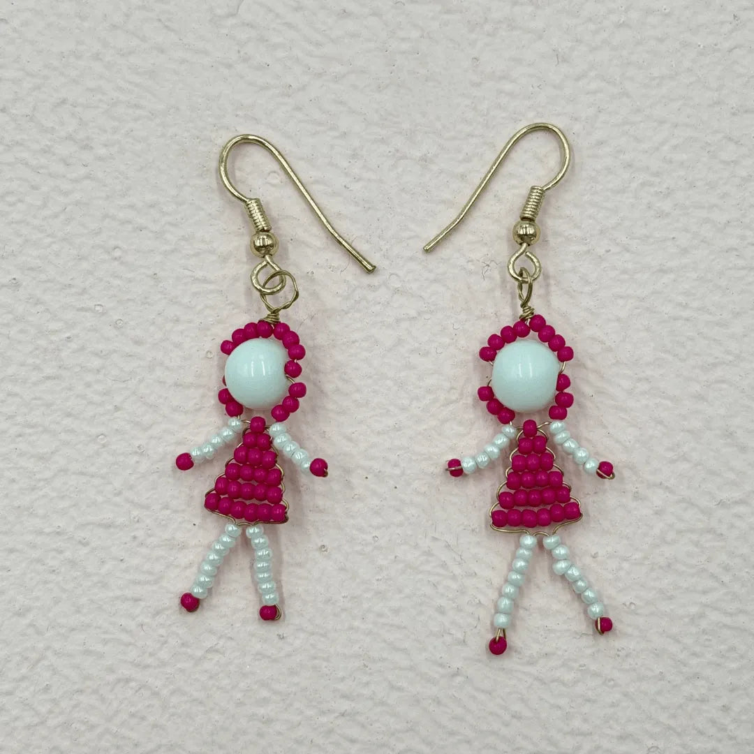 TFC Y2K Pink Doll Gold Plated Dangler Earrings