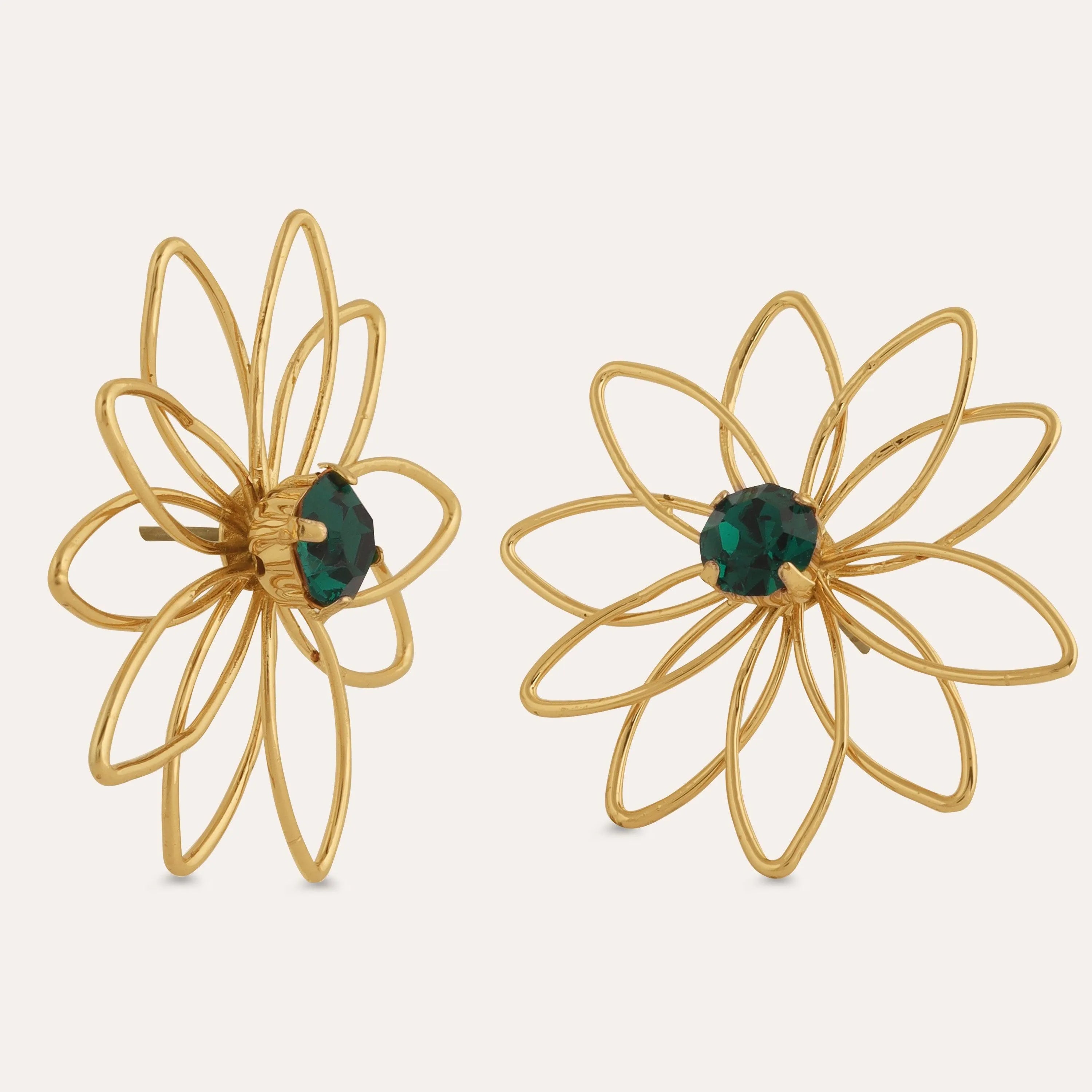 TFC Cute Floral Emerald Mini Gold Plated Stud Earrings-Discover daily wear gold earrings including stud earrings, hoop earrings, and pearl earrings, perfect as earrings for women and earrings for girls.Find the cheapest fashion jewellery which is anti-tarnis​h only at The Fun company.