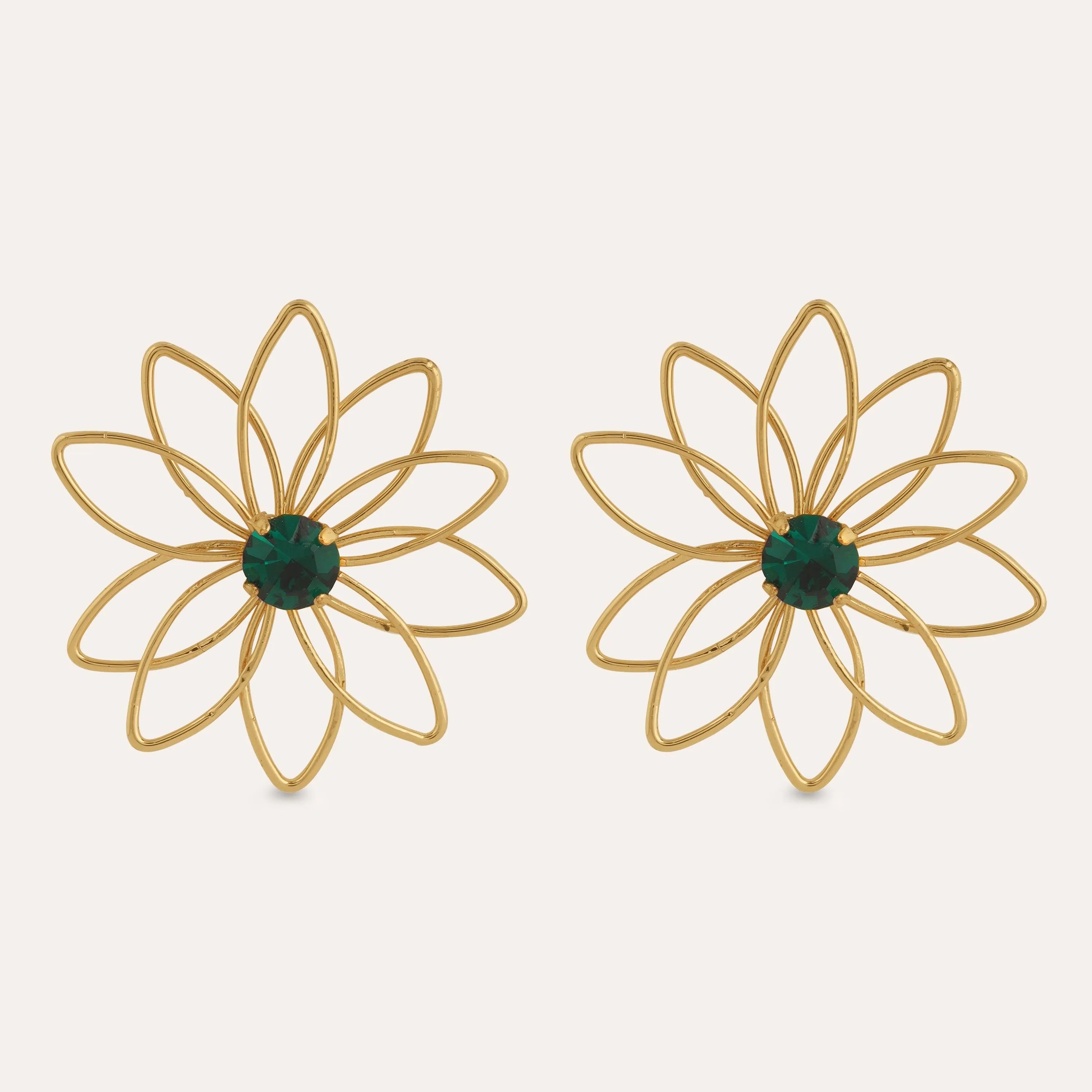 TFC Cute Floral Emerald Mini Gold Plated Stud Earrings-Discover daily wear gold earrings including stud earrings, hoop earrings, and pearl earrings, perfect as earrings for women and earrings for girls.Find the cheapest fashion jewellery which is anti-tarnis​h only at The Fun company.