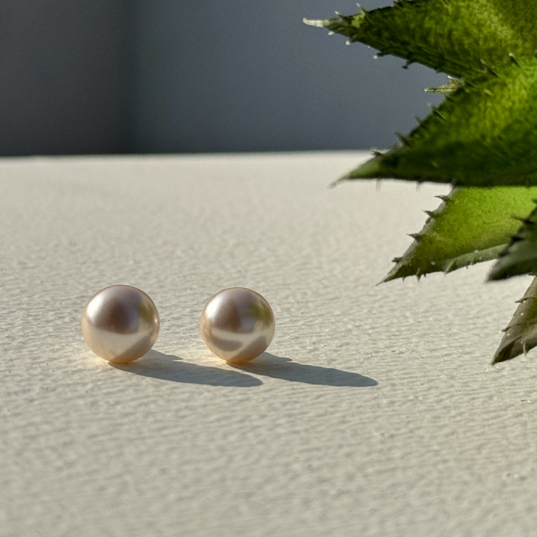 TFC Cute Oyster Pink Pearl Silver Plated Stud Earrings