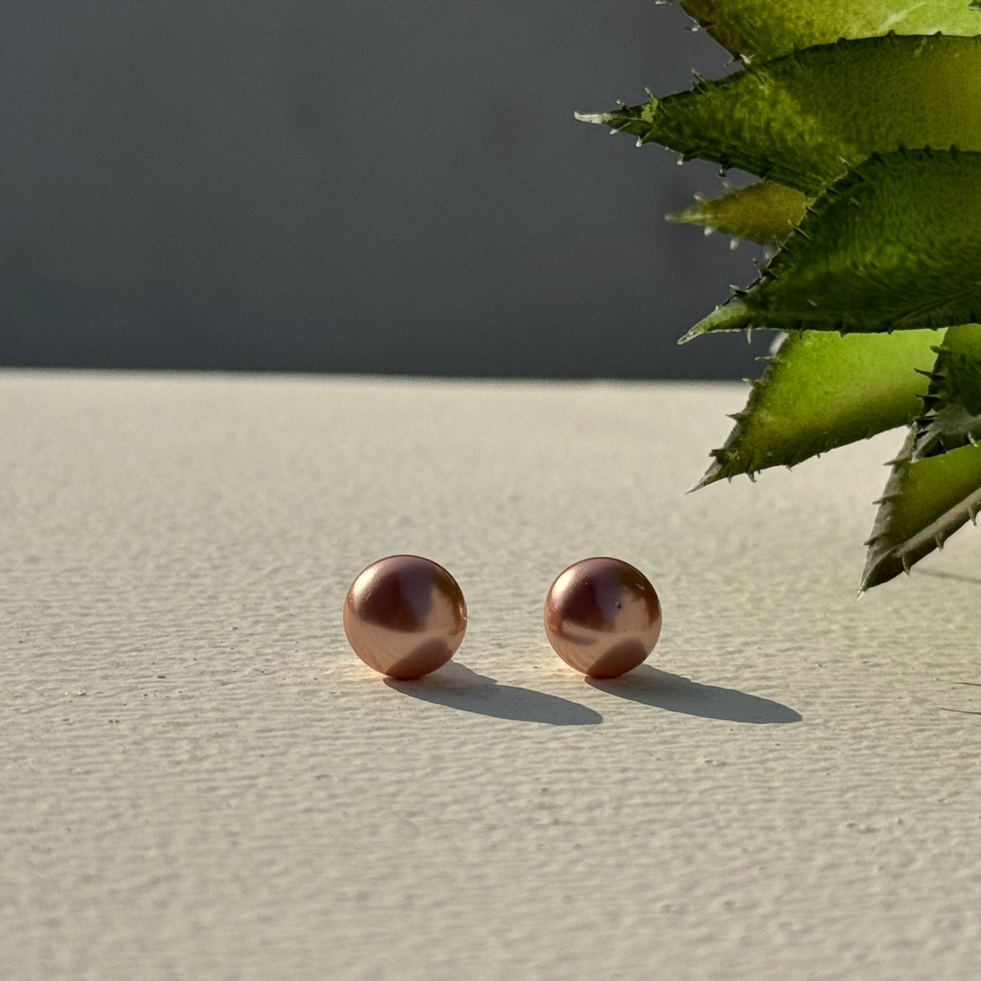 TFC Cute Rose Gold Pearl Silver Plated Stud Earrings