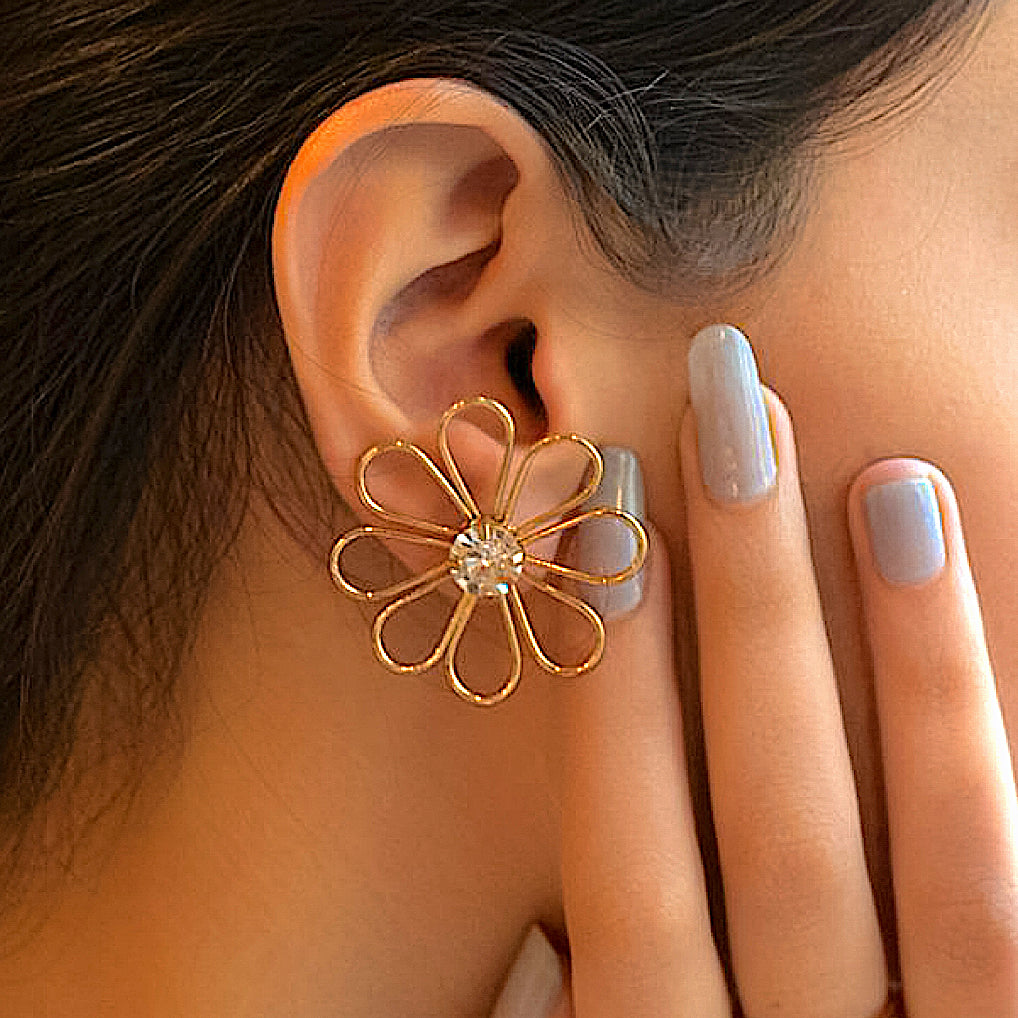 TFC Daisy Crystal Gold Plated Stud Earrings-Discover daily wear gold earrings including stud earrings, hoop earrings, and pearl earrings, perfect as earrings for women and earrings for girls.Find the cheapest fashion jewellery which is anti-tarnish only at The Fun company
