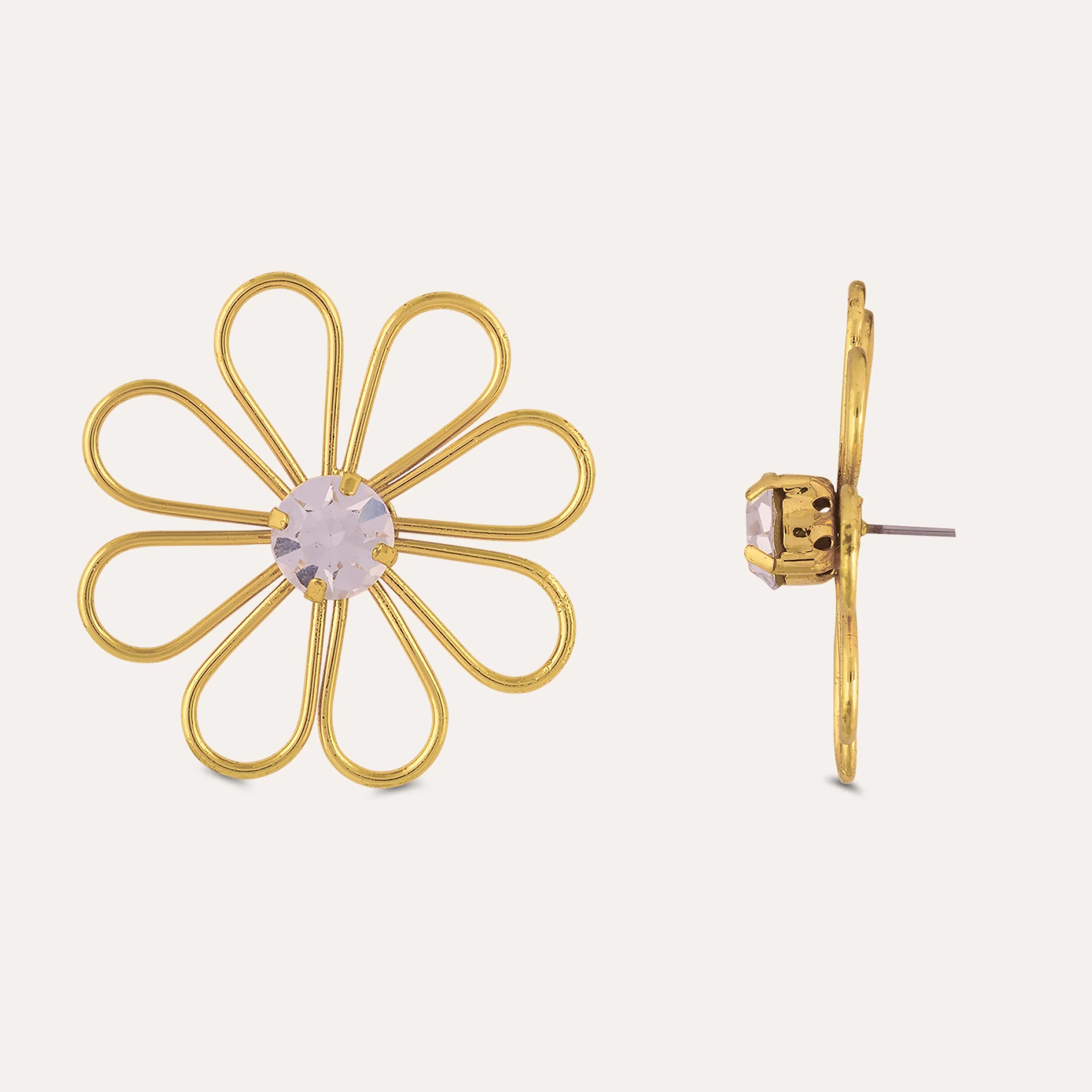 TFC Daisy Crystal Gold Plated Stud Earrings-Discover daily wear gold earrings including stud earrings, hoop earrings, and pearl earrings, perfect as earrings for women and earrings for girls.Find the cheapest fashion jewellery which is anti-tarnish only at The Fun company