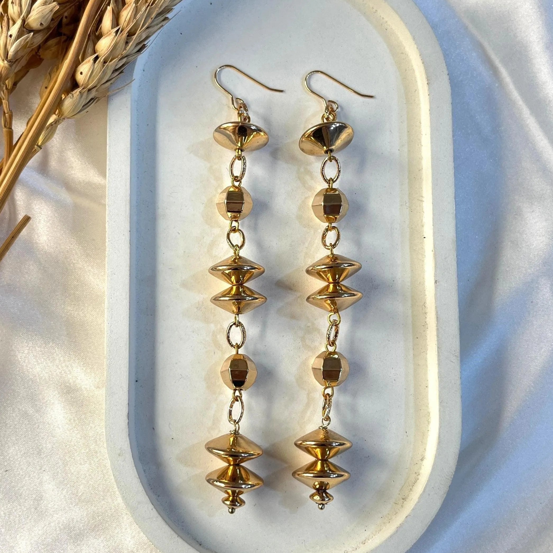 TFC Duo Beaded Gold Plated Dangler Earrings