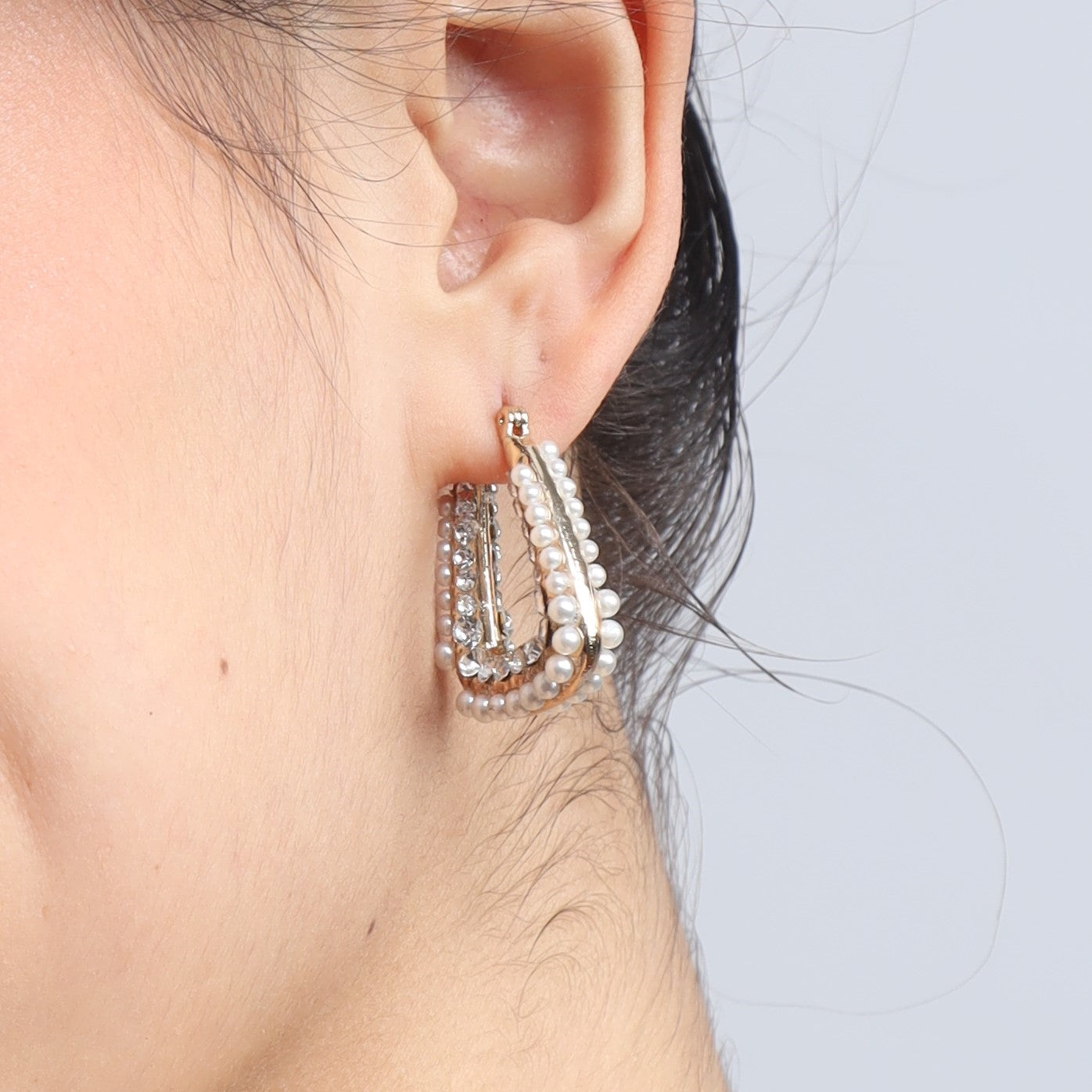 TFC Edgy Blingy Gold Plated Hoop Earrings