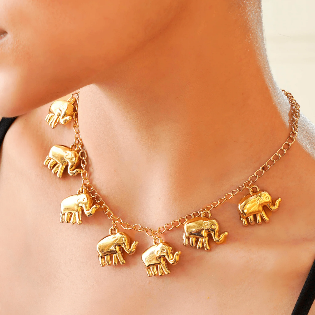 Gold Plated Elephant pendant Necklace