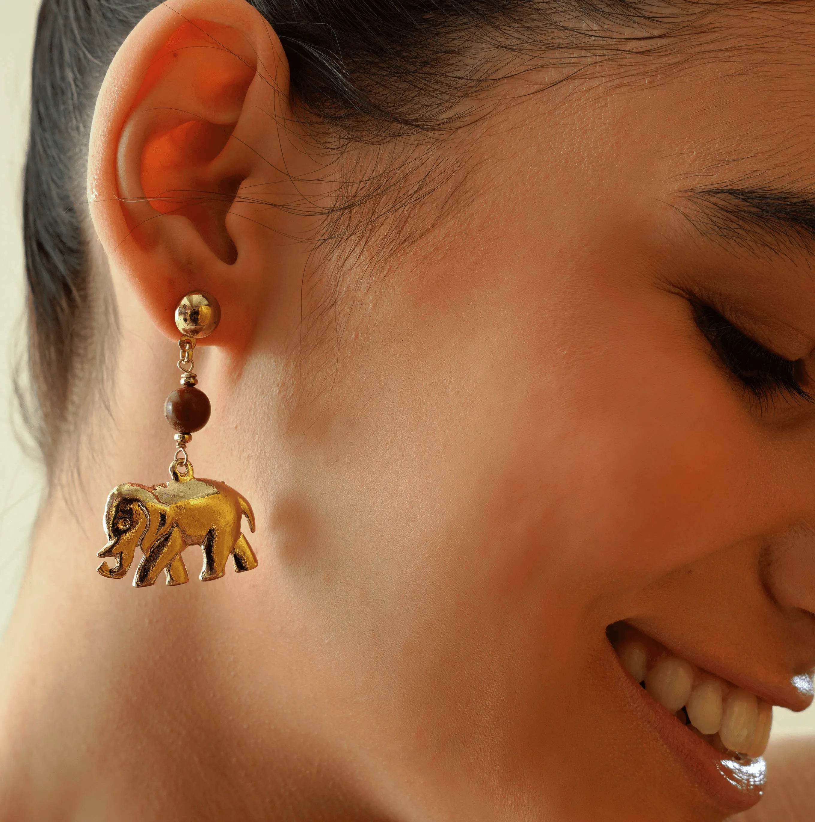 TFC Elephanta Cave Gold Plated Dangler Earrings