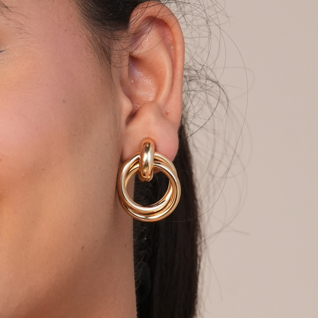 TFC Elite Circled Gold Plated Stud Earrings