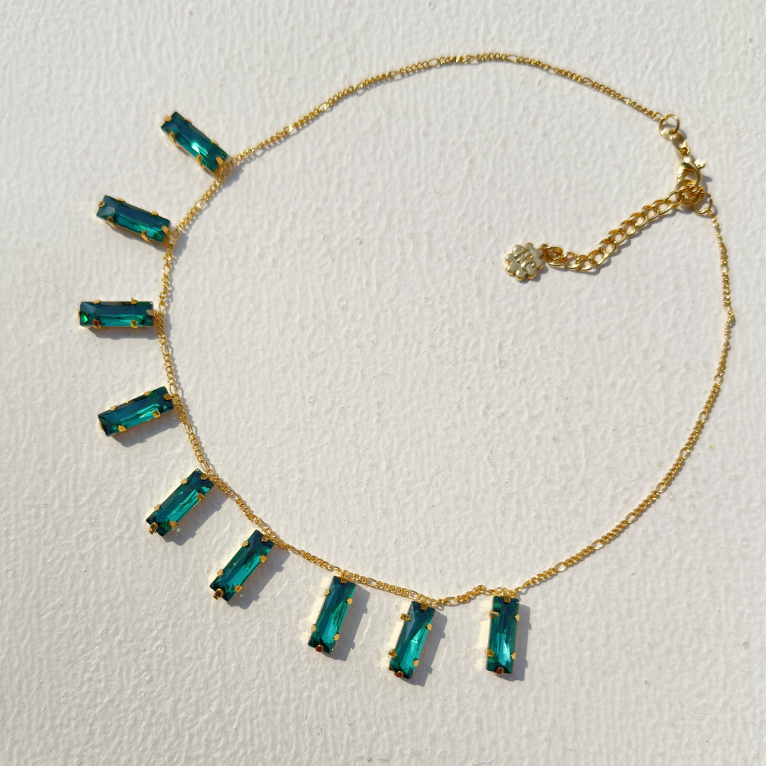 TFC Emerald Slim Brick 24K Gold Plated Dainty Necklace