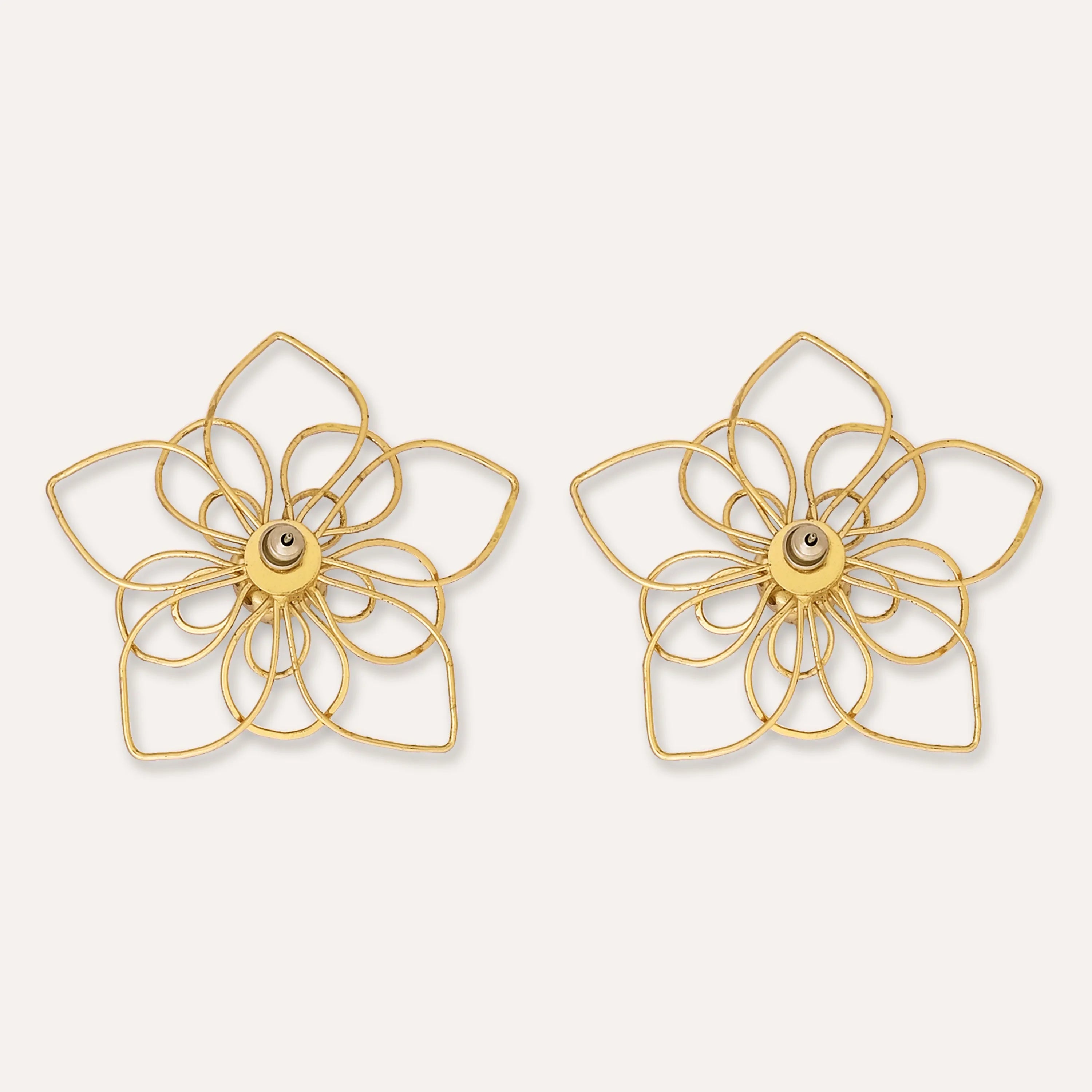 TFC Festive Flower Pearl Statement Gold Plated Stud Earrings-Discover daily wear gold earrings including stud earrings, hoop earrings, and pearl earrings, perfect as earrings for women and earrings for girls.Find the cheapest fashion jewellery which is anti-tarnis​h only at The Fun company.