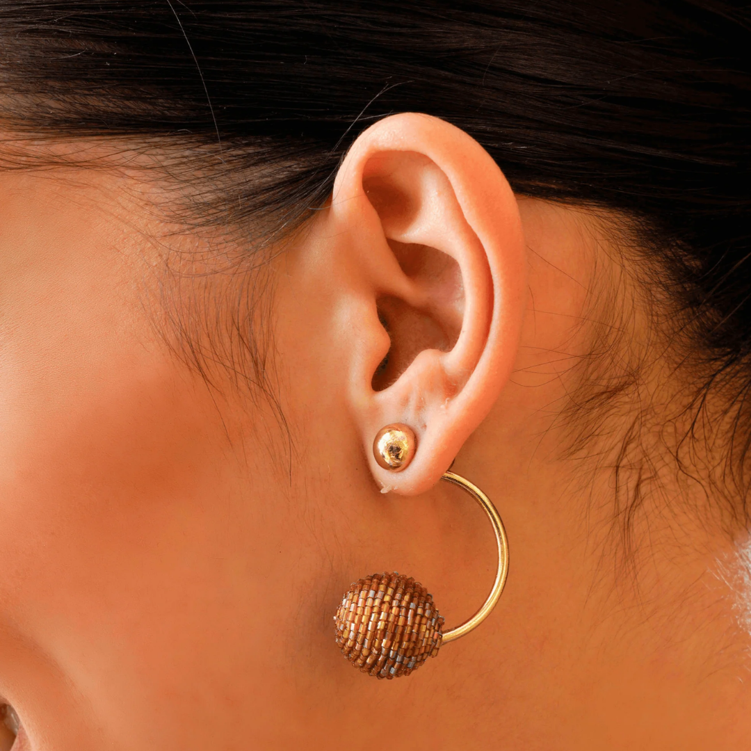 TFC Festive Stunner Gold Bead Dangler Earrings