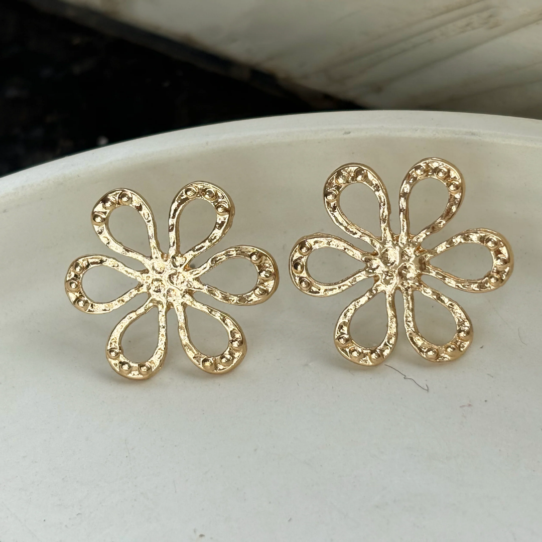 TFC Floral Aroma Gold Plated Stud Earrings