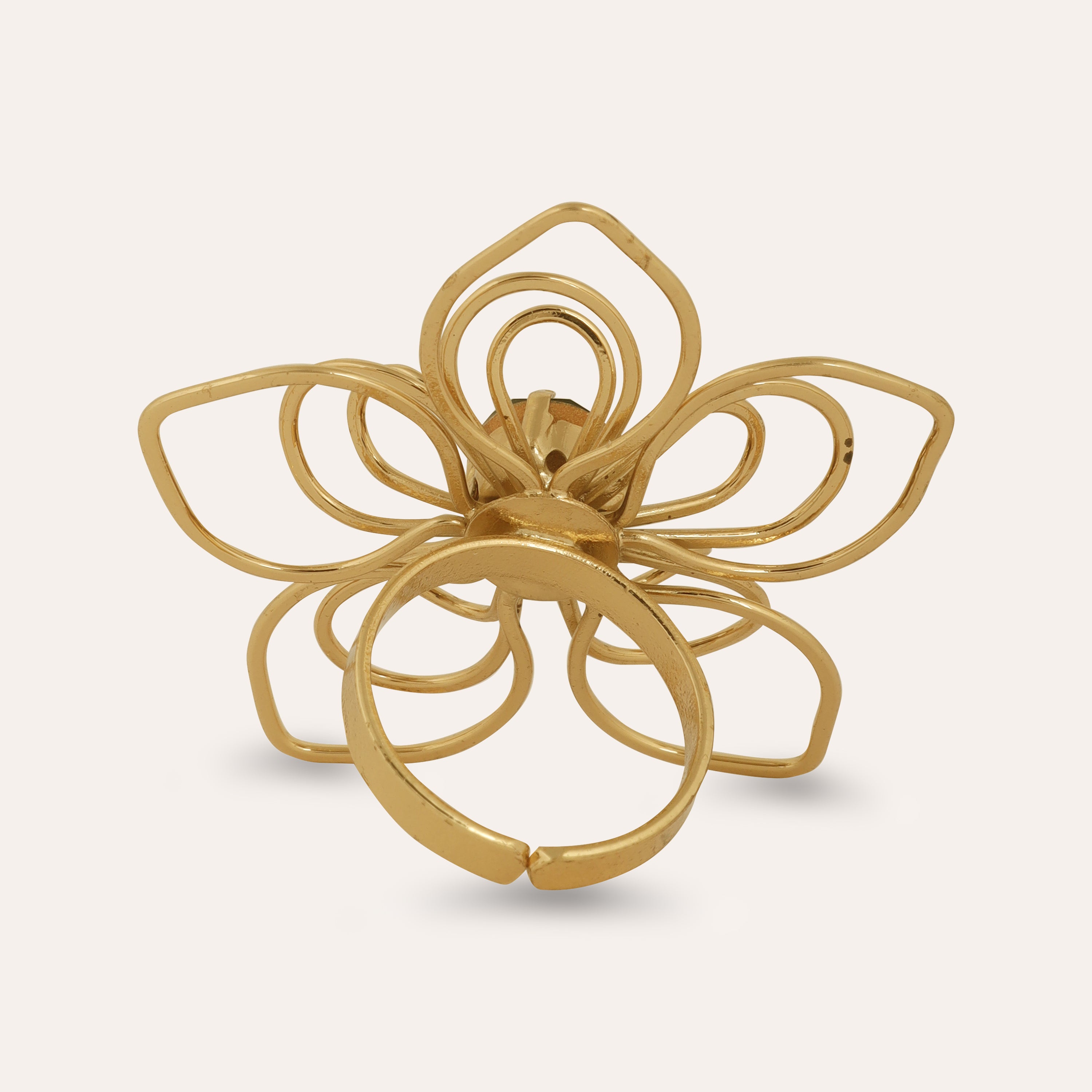 TFC Floral Emerald Statement Gold Plated Adjustable Ring-Elevate your style with our exquisite collection of gold-plated adjustable rings for women, including timeless signet rings. Explore cheapest fashion jewellery designs with anti-tarnish properties, all at The Fun Company with a touch of elegance
