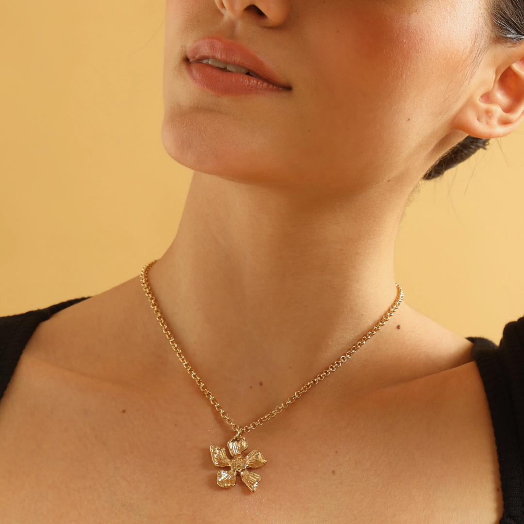 TFC Floral Pendant Gold Plated Necklace