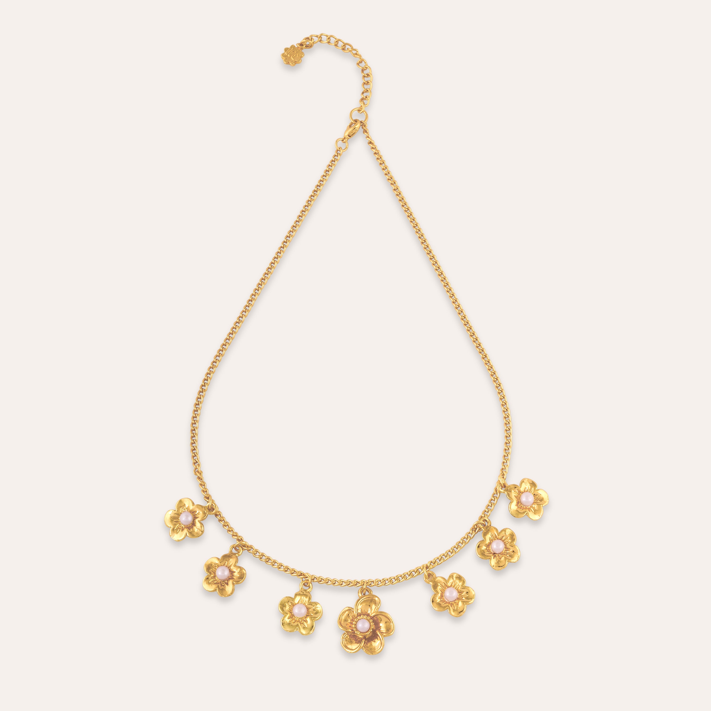 TFC Flower Pearls Charms Gold Plated Necklace-Enhance your elegance with our collection of gold-plated necklaces for women. Choose from stunning pendant necklaces, chic choker necklaces, and trendy layered necklaces. Our sleek and dainty designs are both affordable and anti-tarnish, ensuring lasting beauty. Enjoy the cheapest fashion jewellery, lightweight and stylish- only at The Fun Company.