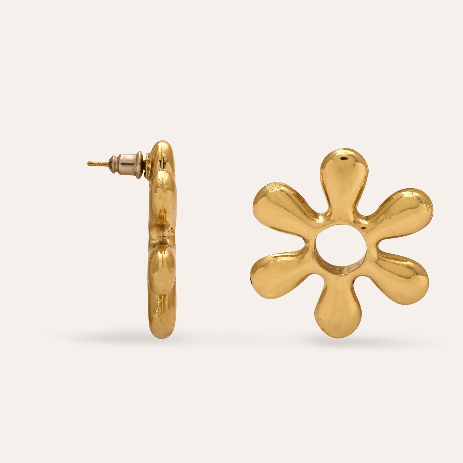TFC Bloomy Flower Petal Gold Plated Stud Earrings