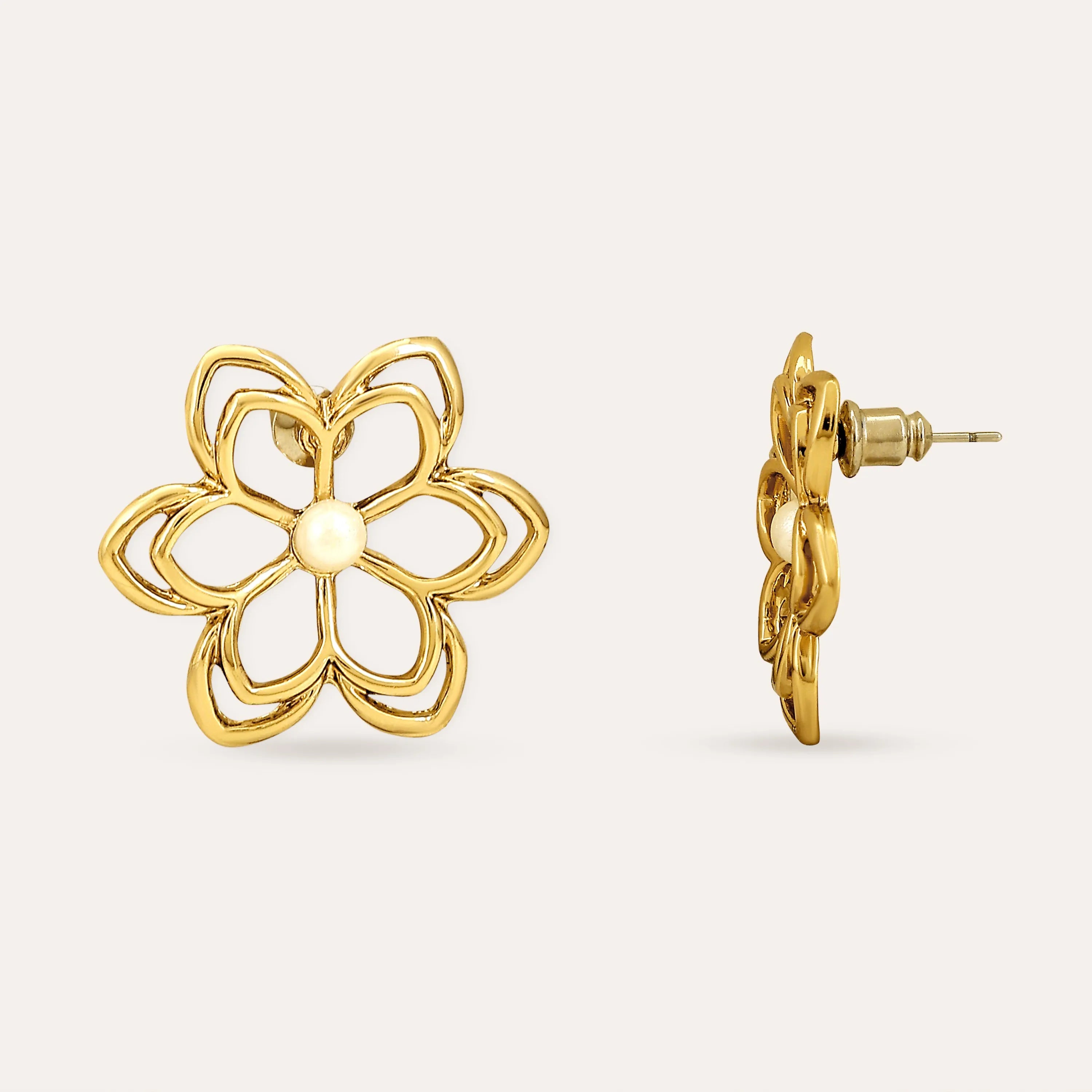 TFC Flower Power Gold Plated Stud Earrings-Discover daily wear gold earrings including stud earrings, hoop earrings, and pearl earrings, perfect as earrings for women and earrings for girls.Find the cheapest fashion jewellery which is anti-tarnish only at The Fun company