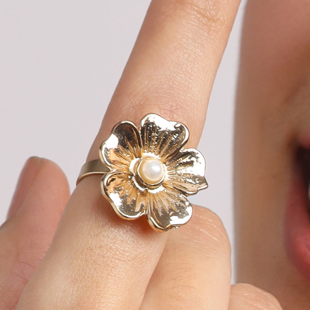 TFC Flower Whisperers Gold Plated Adjustable Ring