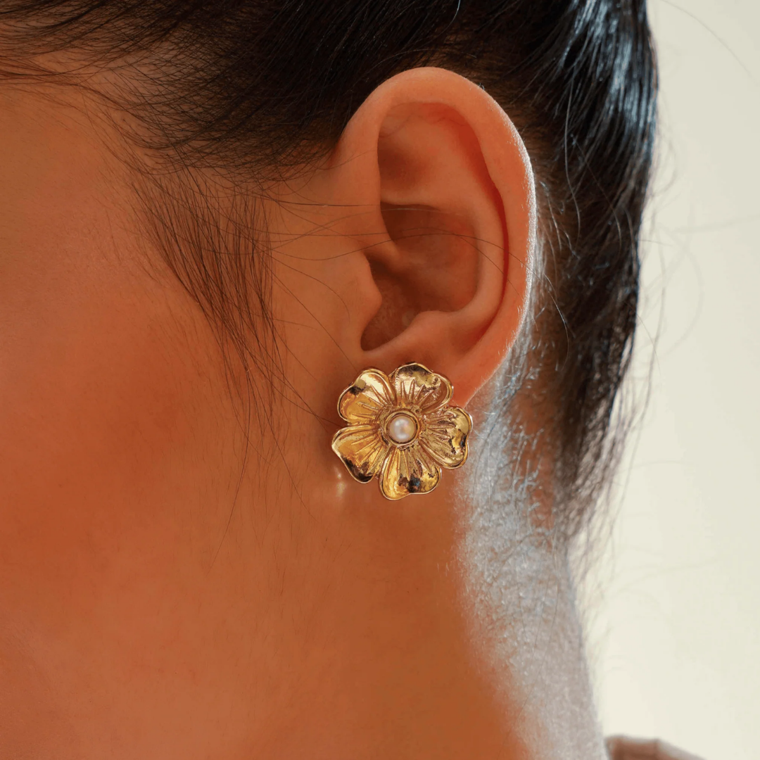 TFC Flower Whisperers Gold Plated Stud Earrings