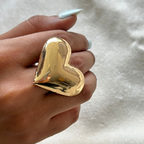TFC Fluffy Heart Gold Plated Ring
