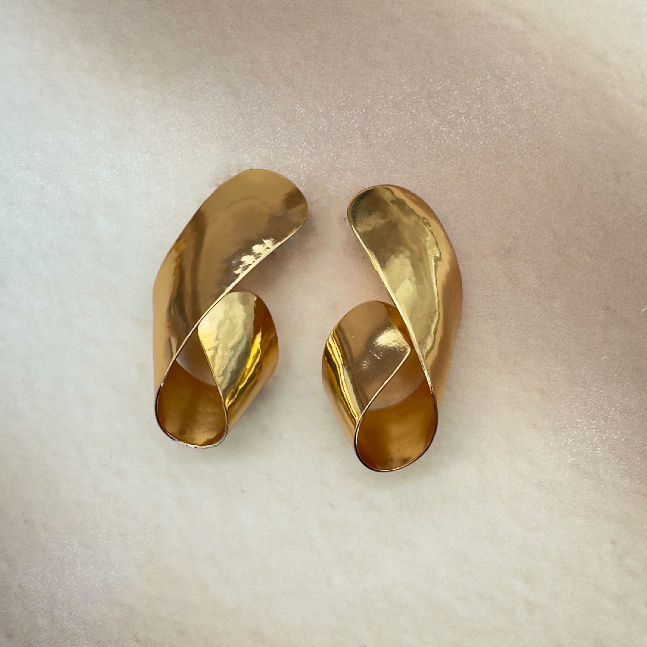 TFC Fold Six Gold Plated Stud Earrings