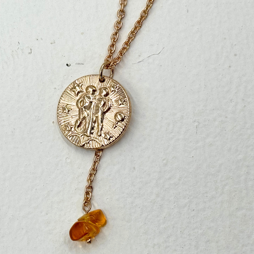 TFC Gemini Zodiac Gold Plated Pendant Necklace
