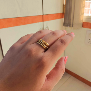 Giggle Galore Gold Plated Ring Stack-Elevate your style with our exquisite collection of gold-plated adjustable rings for women, including timeless signet rings. Explore cheapest fashion jewellery designs with anti-tarnish properties, all at The Fun Company with a touch of elegance