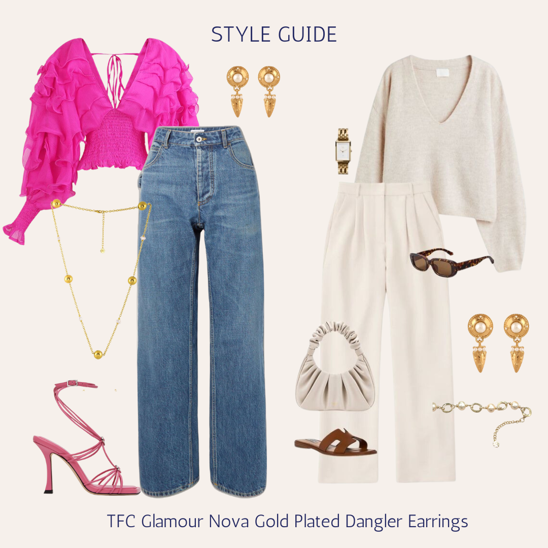 TFC Glamour Nova Gold Plated Dangler Earrings