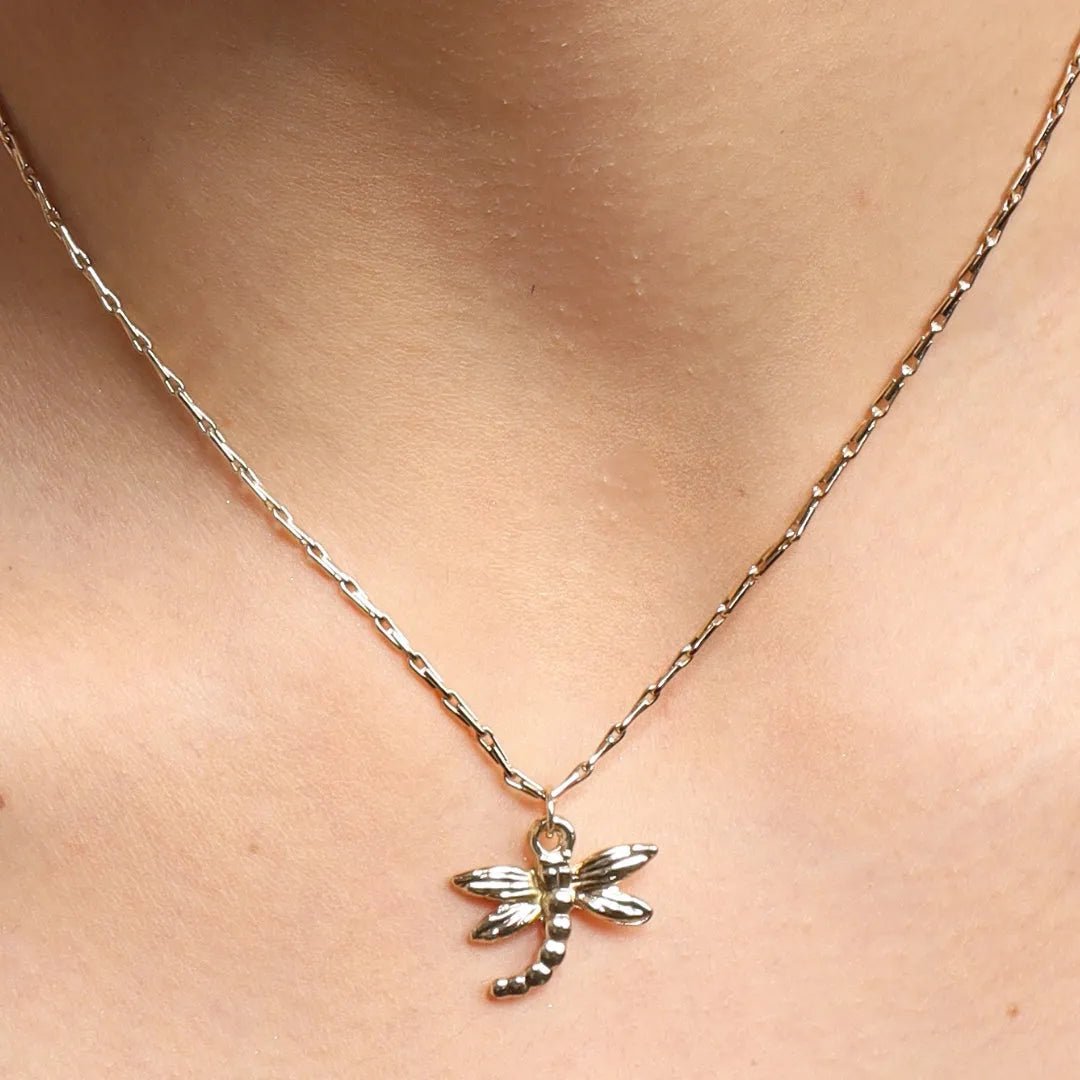 TFC Gold Plated Small Dragon Fly Pendant Necklace