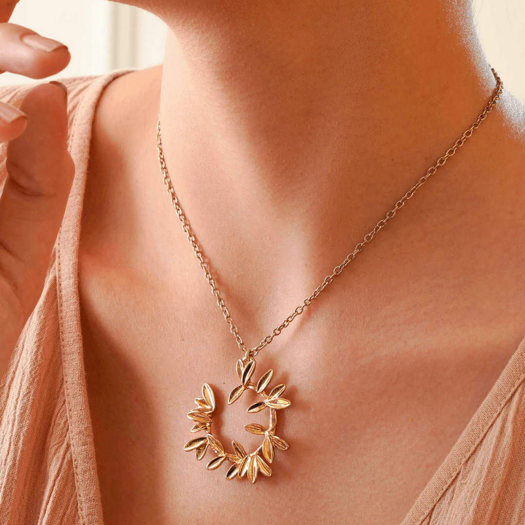TFC Golden Leaves Gold Plated Pendant Necklace