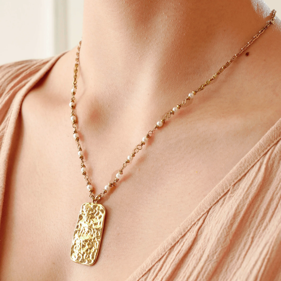 TFC Golden Tag Gold Plated Pendant Necklace