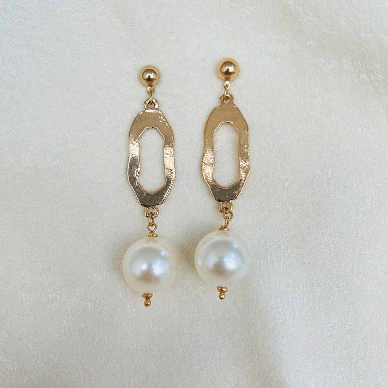 TFC Halo Pearl Drop Gold Plated Dangler Earrings