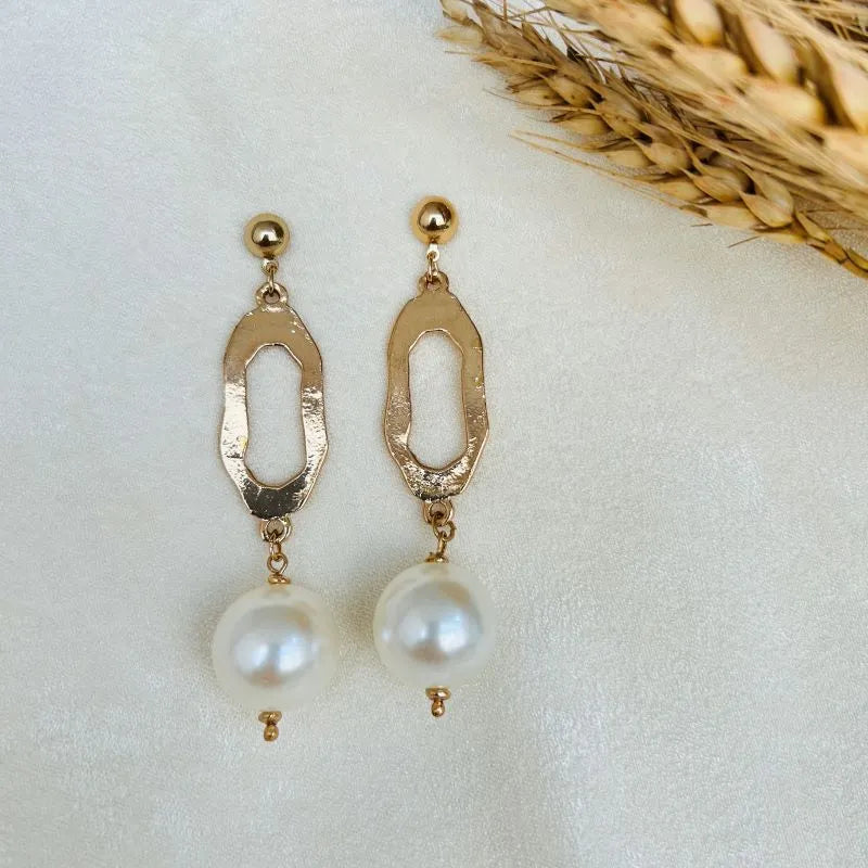 TFC Halo Pearl Drop Gold Plated Dangler Earrings