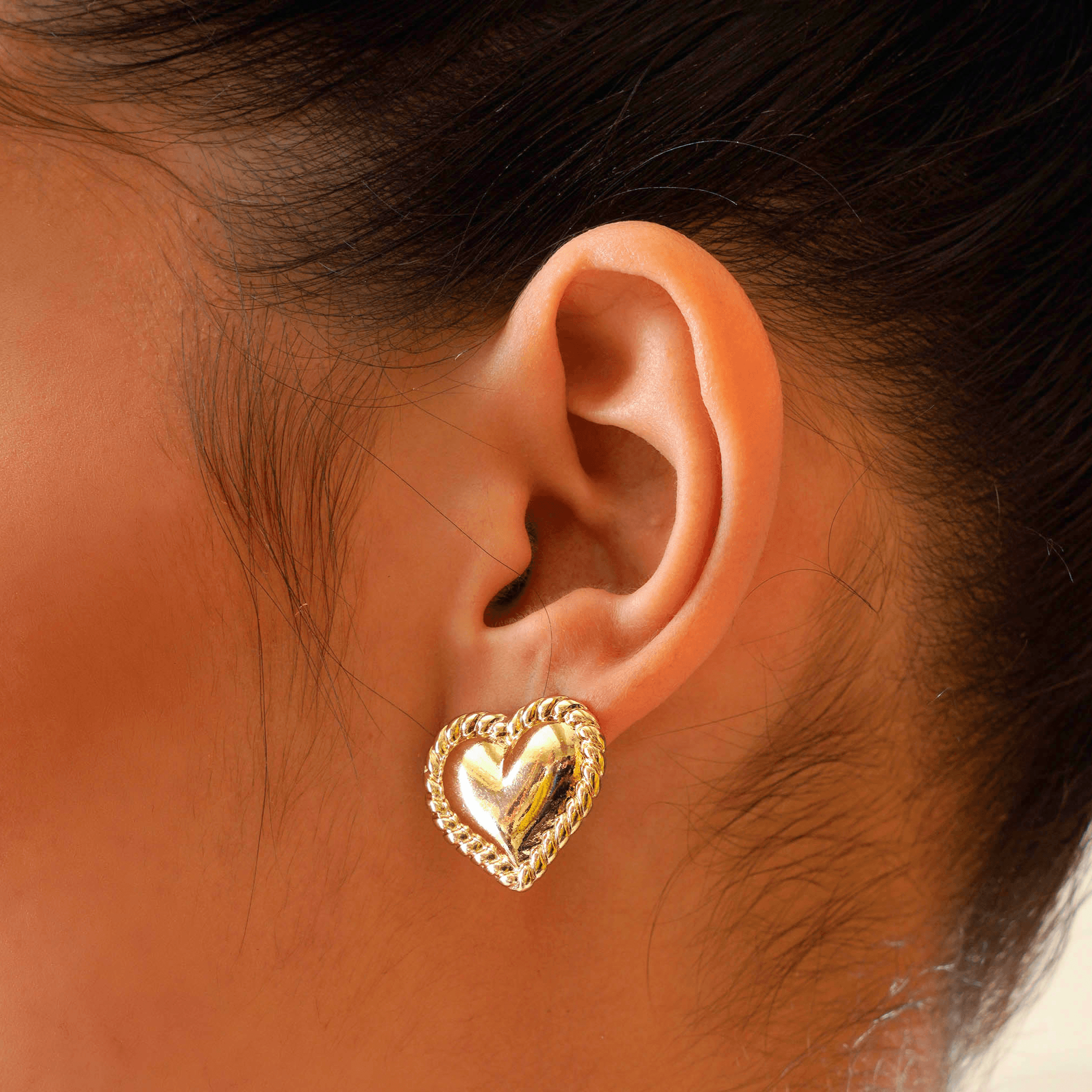 Heart Gold Plated Stud Earrings