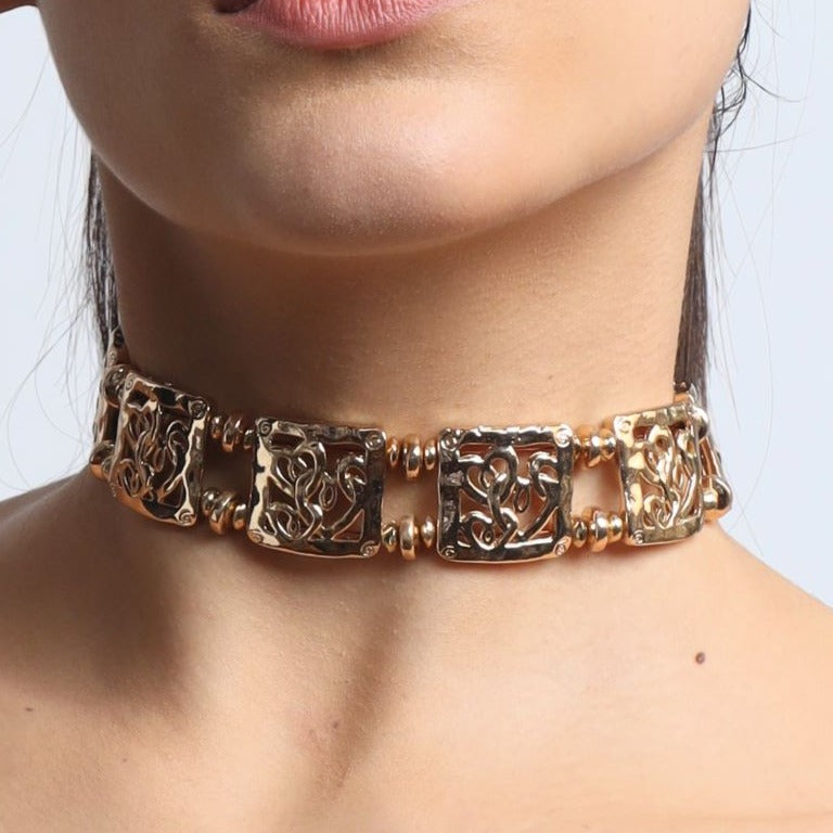 TFC Hearty Heart Gold Plated Choker Necklace